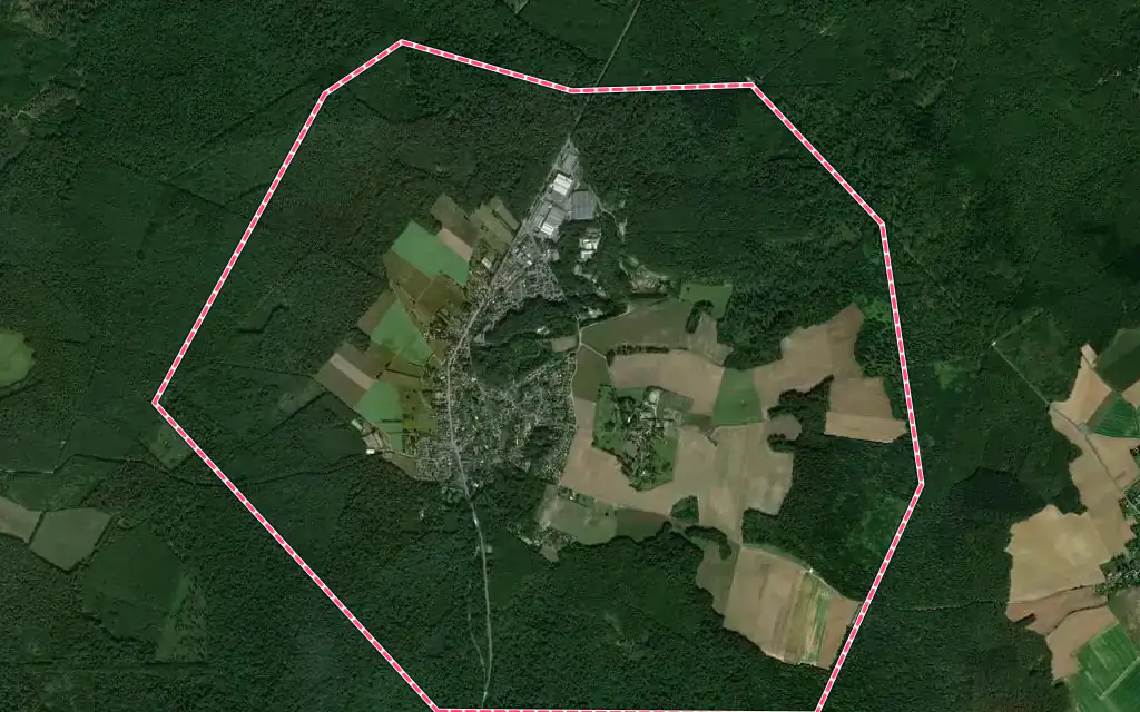 Vue satellite de Fleurines avec ses contours administratifs