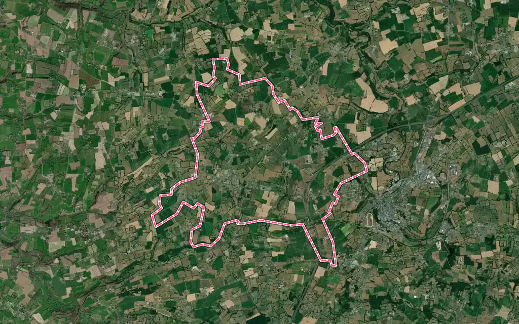 Vue satellite de Fleury avec ses contours administratifs