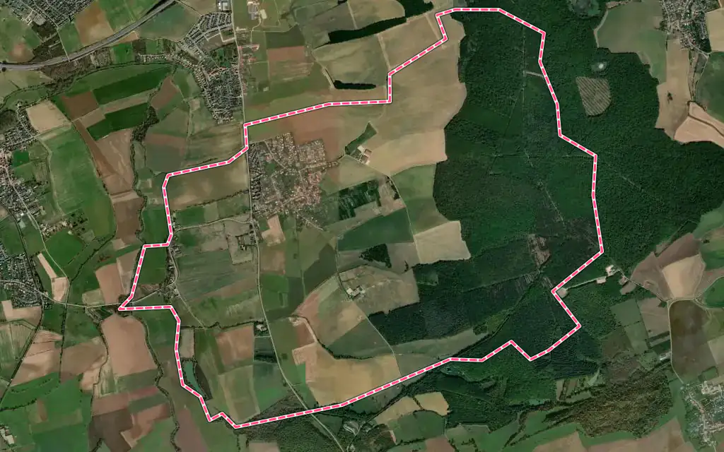 Vue satellite de Fleury avec ses contours administratifs