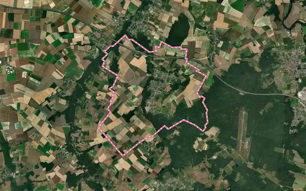 Vue satellite de Fleury-la-Vallée avec ses contours administratifs