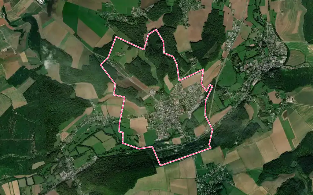 Vue satellite de Fleury-sur-Andelle avec ses contours administratifs