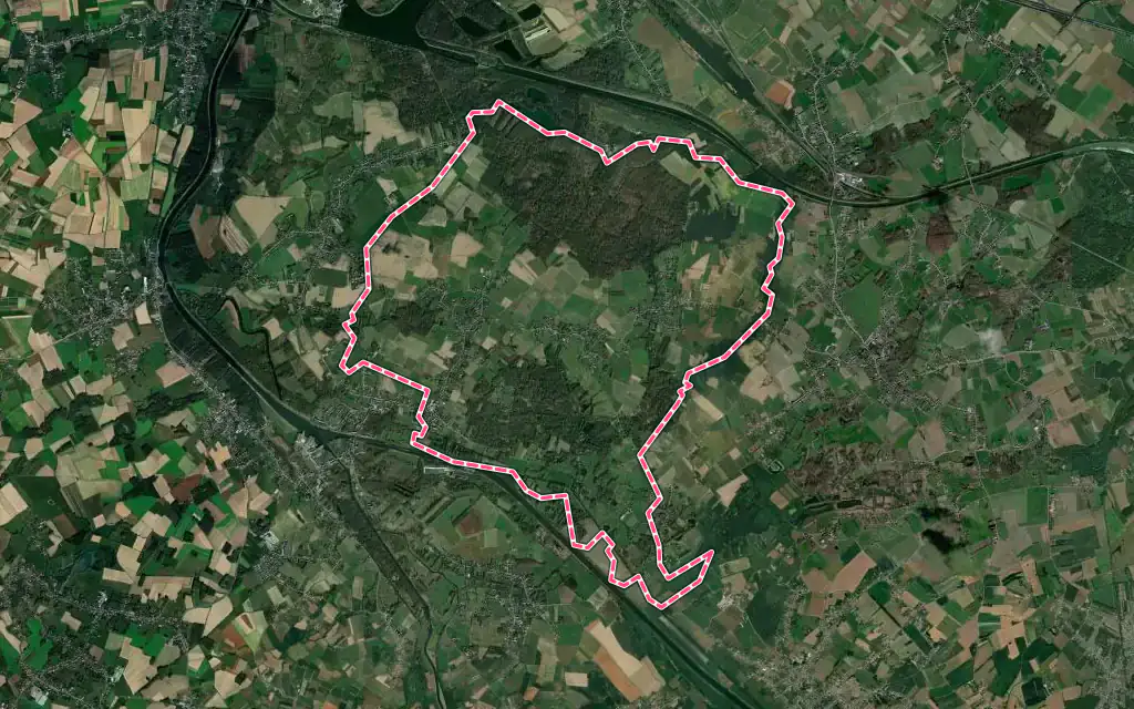 Vue satellite de Flines-lès-Mortagne avec ses contours administratifs