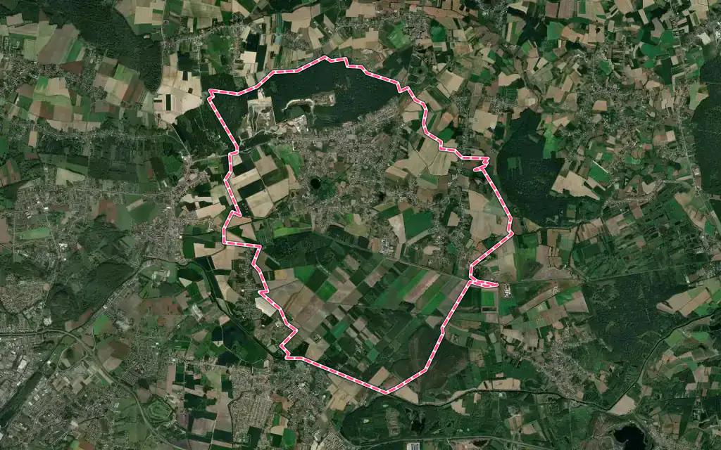 Vue satellite de Flines-lez-Raches avec ses contours administratifs