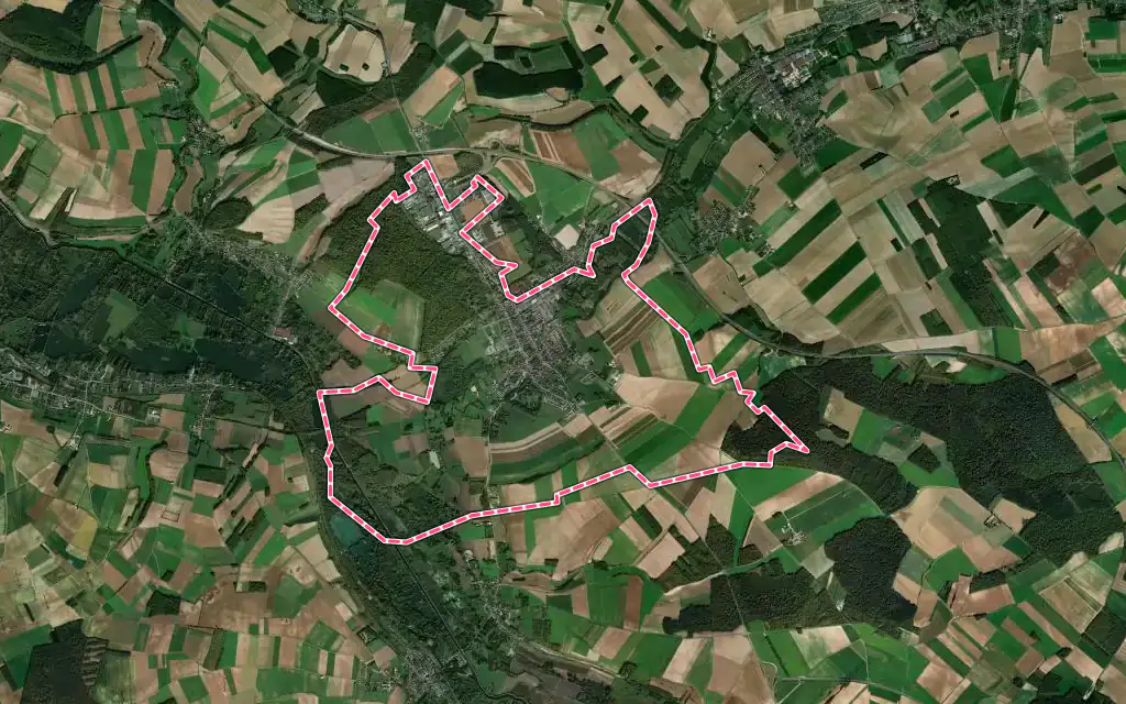 Vue satellite de Flixecourt avec ses contours administratifs