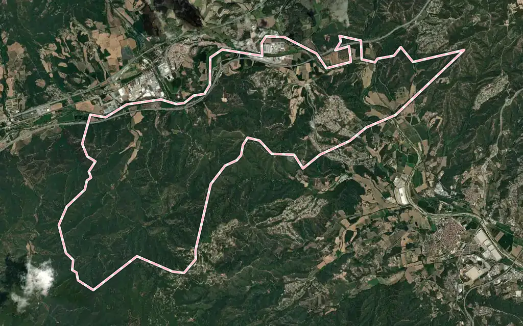 Vista satélite de Fogars de la Selva con su contorno administrativo