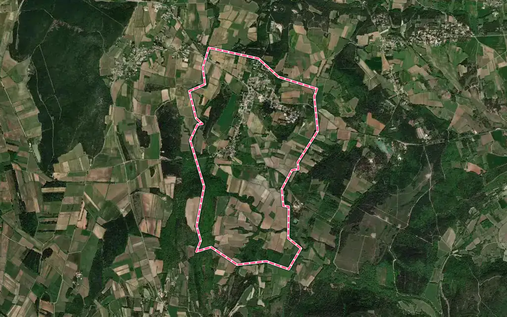 Vue satellite de Foissac avec ses contours administratifs