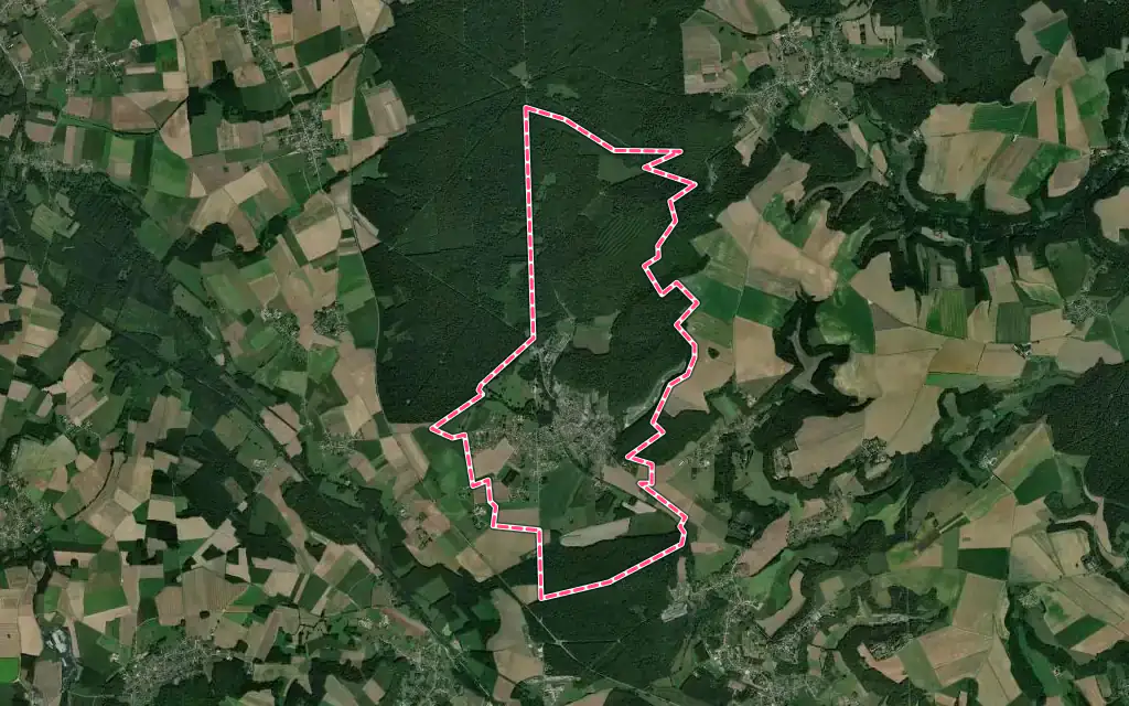 Vue satellite de Folembray avec ses contours administratifs