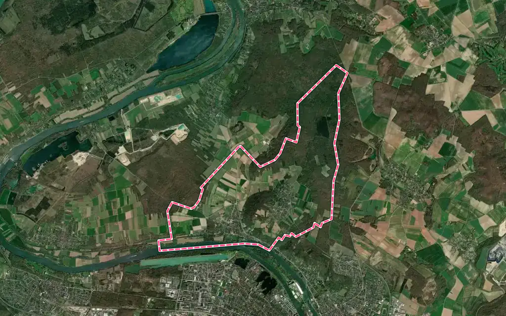 Vue satellite de Follainville-Dennemont avec ses contours administratifs