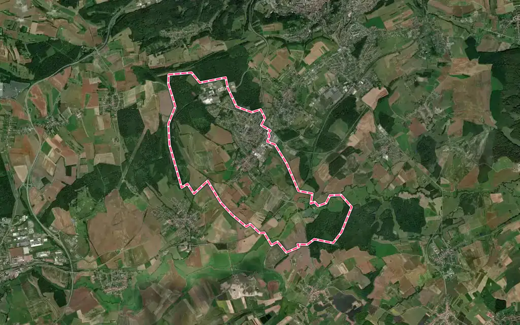 Vue satellite de Folschviller avec ses contours administratifs