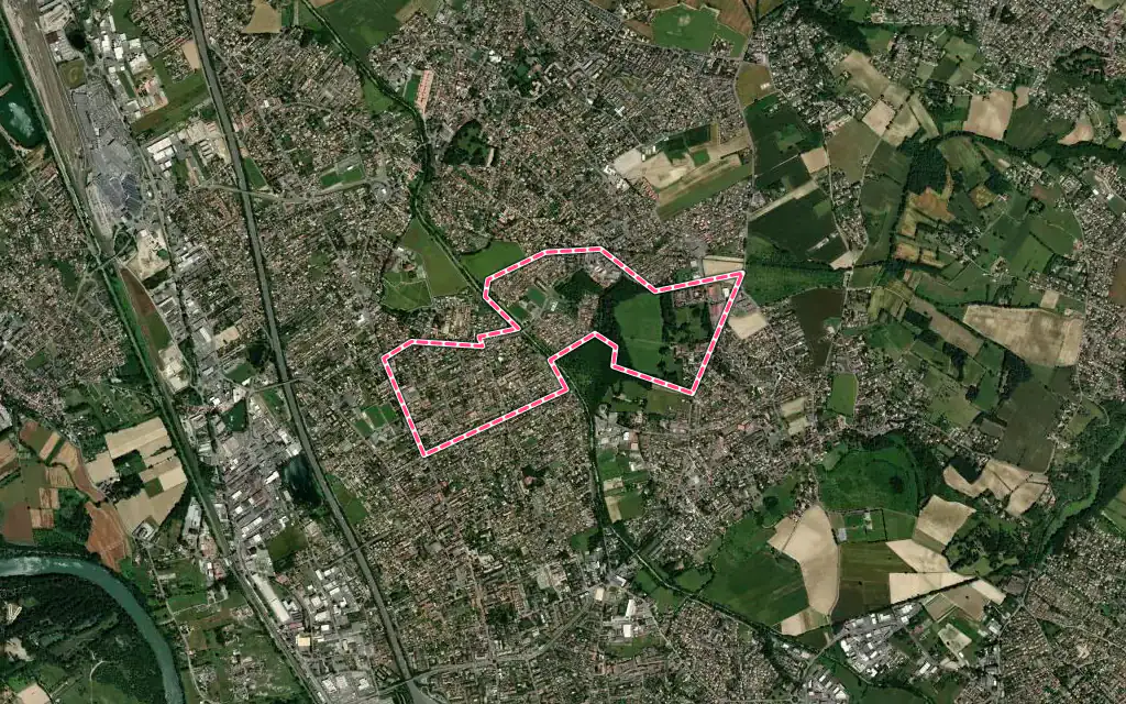 Vue satellite de Fonbeauzard avec ses contours administratifs