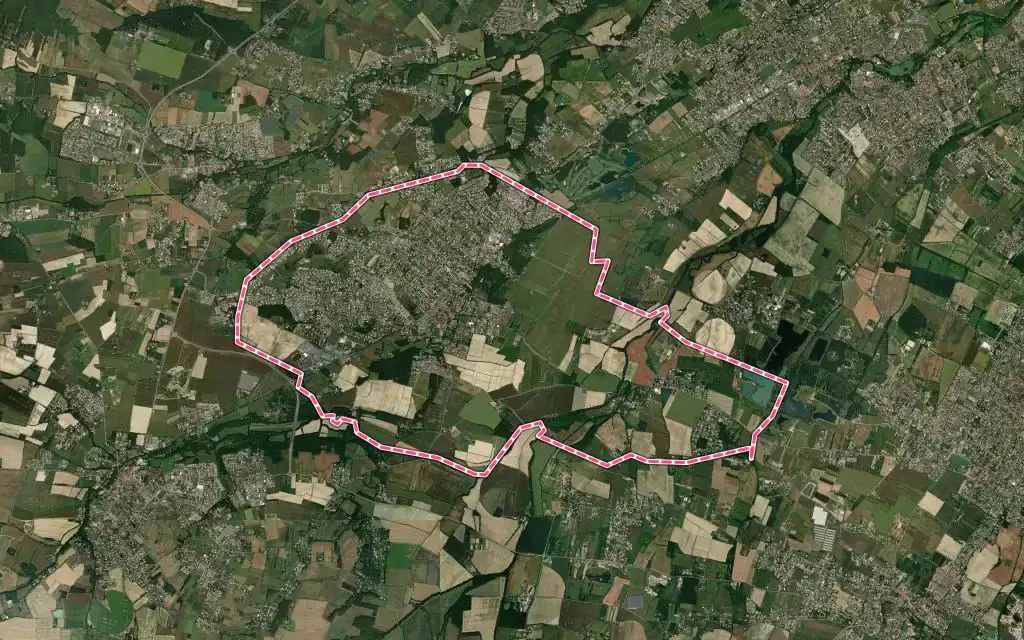 Vue satellite de Fonsorbes avec ses contours administratifs