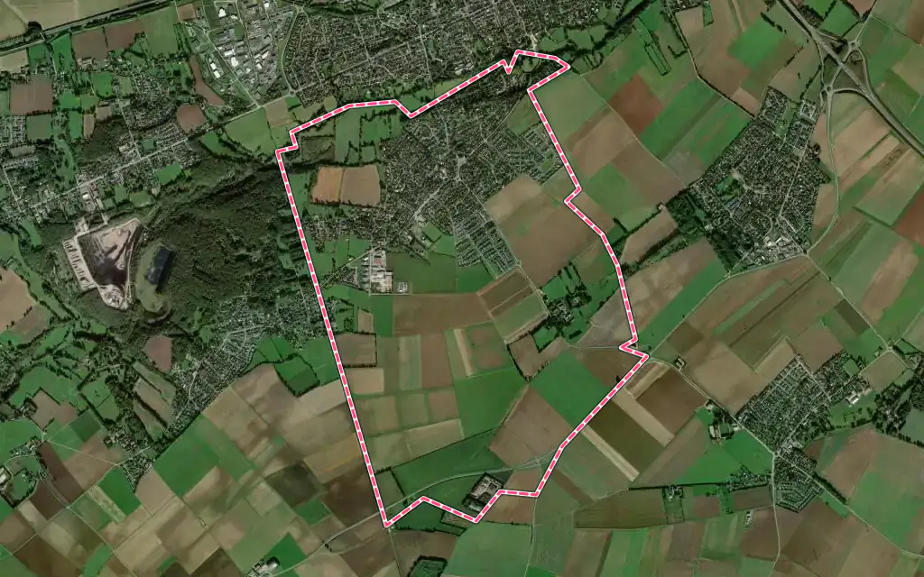 Vue satellite de Fontaine-Étoupefour avec ses contours administratifs