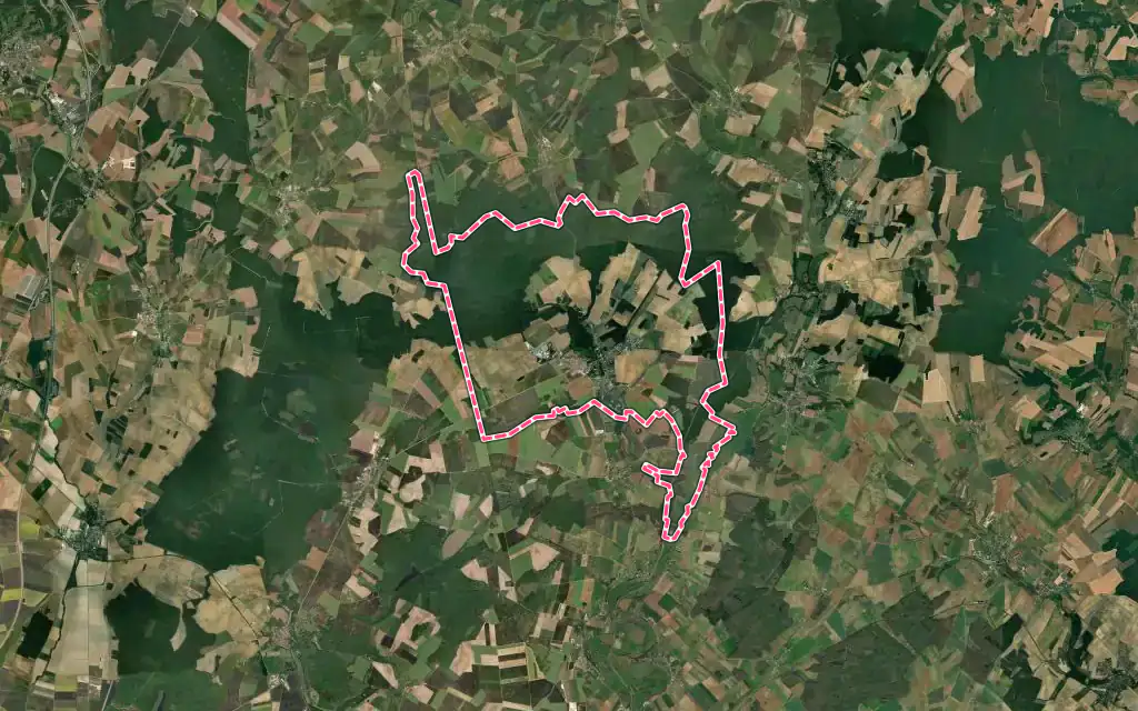 Vue satellite de Fontaine-Française avec ses contours administratifs