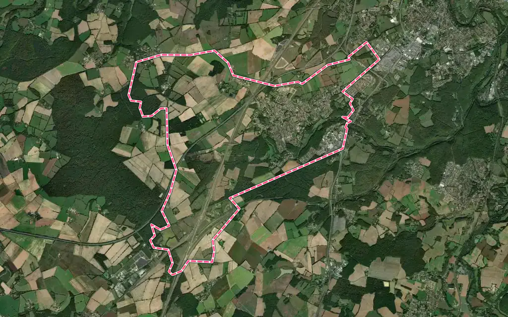 Vue satellite de Fontaine-le-Comte avec ses contours administratifs
