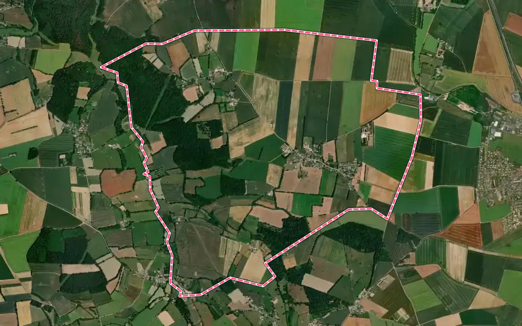 Vue satellite de Fontaine-le-Pin avec ses contours administratifs