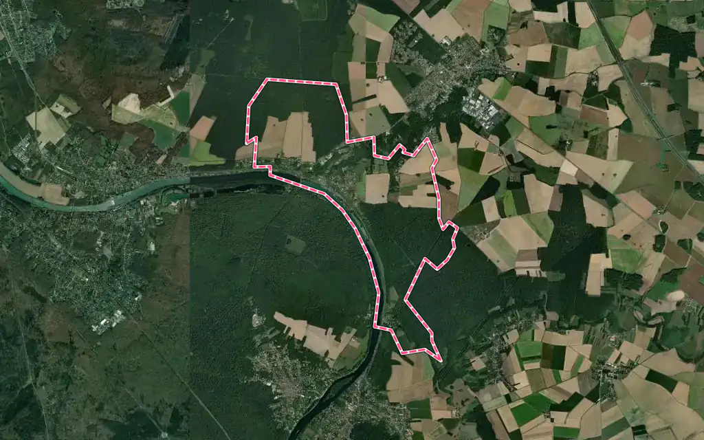 Vue satellite de Fontaine-le-Port avec ses contours administratifs