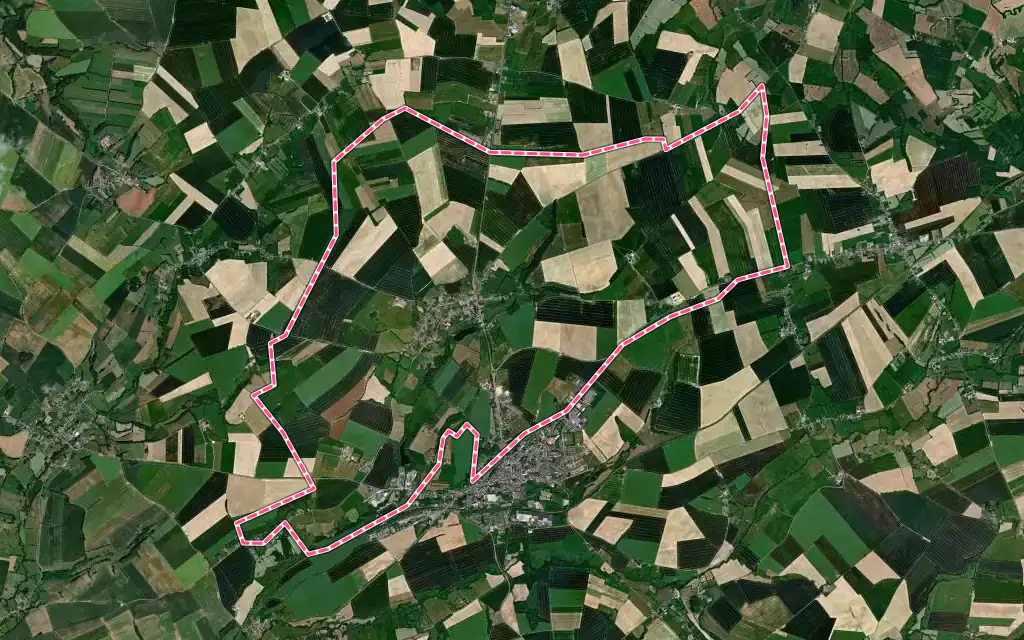 Vue satellite de Fontaine-lès-Vervins avec ses contours administratifs