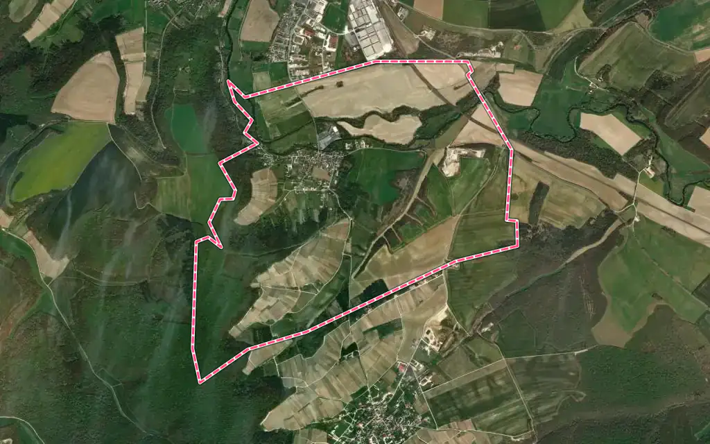 Vue satellite de Fontaine avec ses contours administratifs