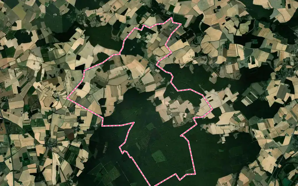 Vue satellite de Fontaine-Raoul avec ses contours administratifs