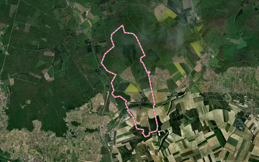 Vue satellite de Fontaine-sur-Ay avec ses contours administratifs