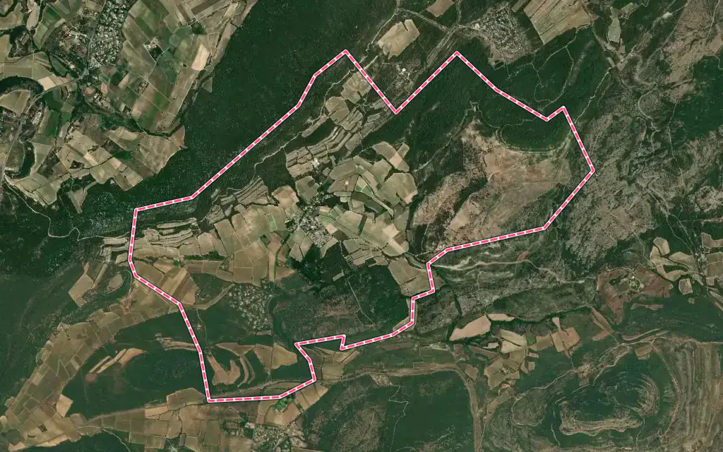Vue satellite de Fontanès avec ses contours administratifs