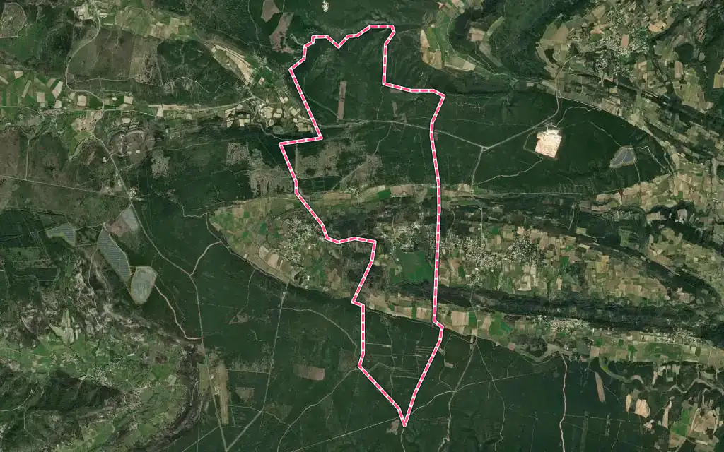Vue satellite de Fontarèches avec ses contours administratifs