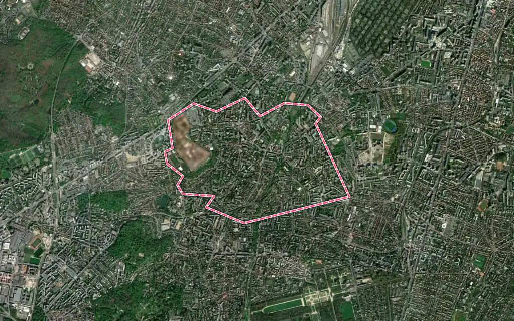 Vue satellite de Fontenay-aux-Roses avec ses contours administratifs