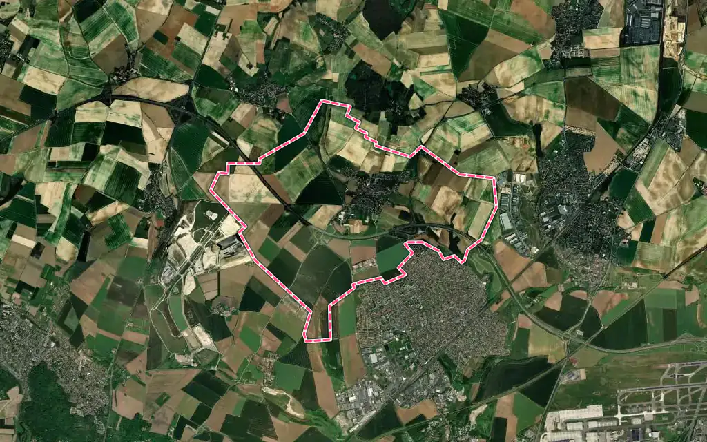 Vue satellite de Fontenay-en-Parisis avec ses contours administratifs