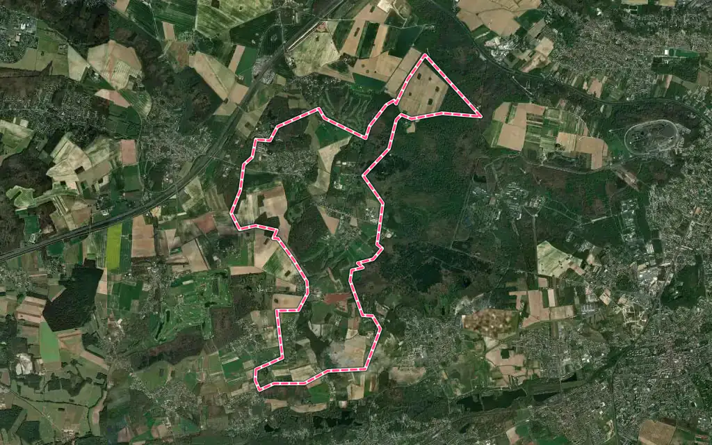 Vue satellite de Fontenay-lès-Briis avec ses contours administratifs