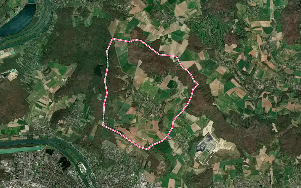 Vue satellite de Fontenay-Saint-Père avec ses contours administratifs