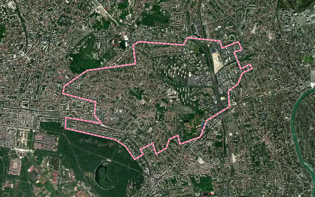 Vue satellite de Fontenay-sous-Bois avec ses contours administratifs