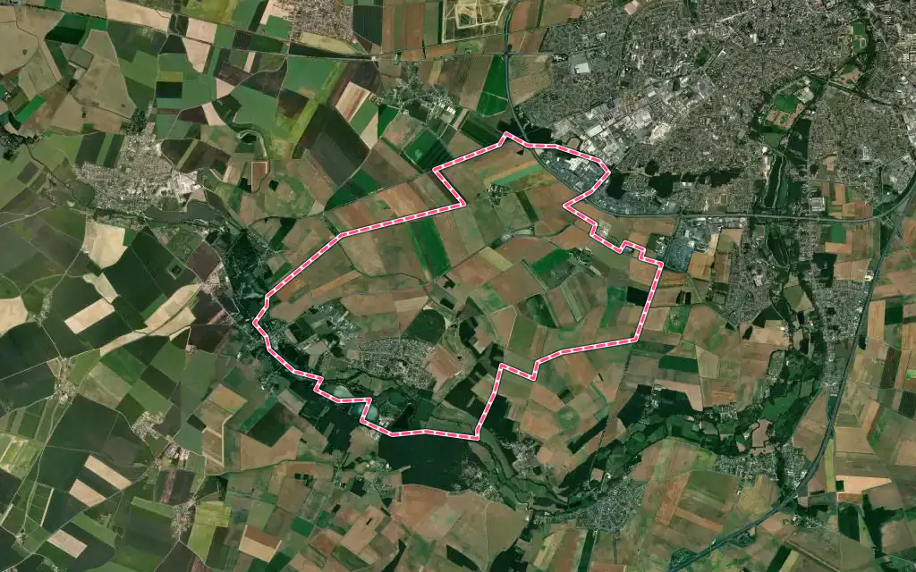 Vue satellite de Fontenay-sur-Eure avec ses contours administratifs