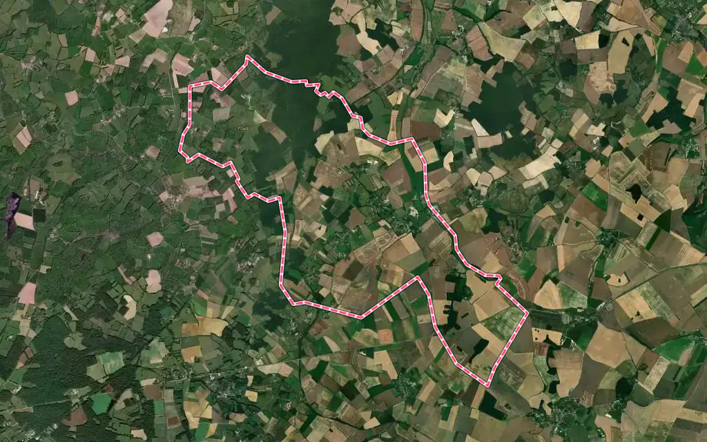 Vue satellite de Fontenoy avec ses contours administratifs