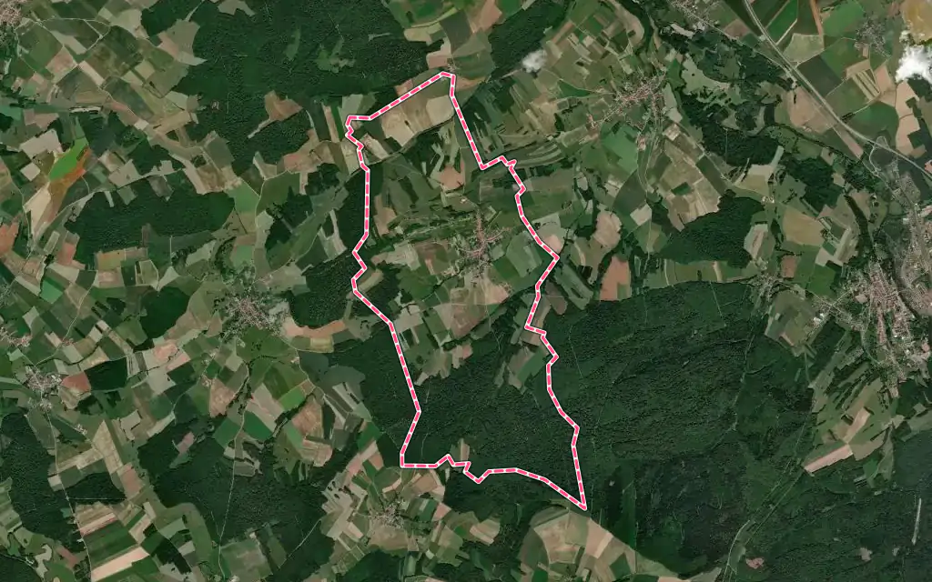 Vue satellite de Fontenoy-la-Joûte avec ses contours administratifs