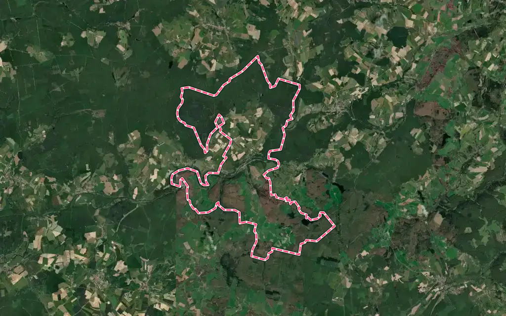 Vue satellite de Fontenoy-le-Château avec ses contours administratifs
