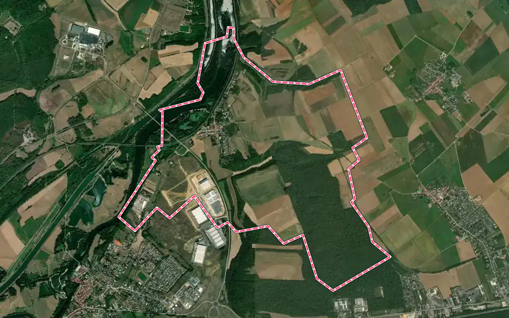 Vue satellite de Fontenoy-sur-Moselle avec ses contours administratifs