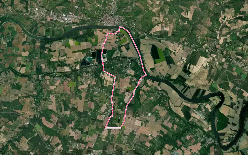 Vue satellite de Fontet avec ses contours administratifs