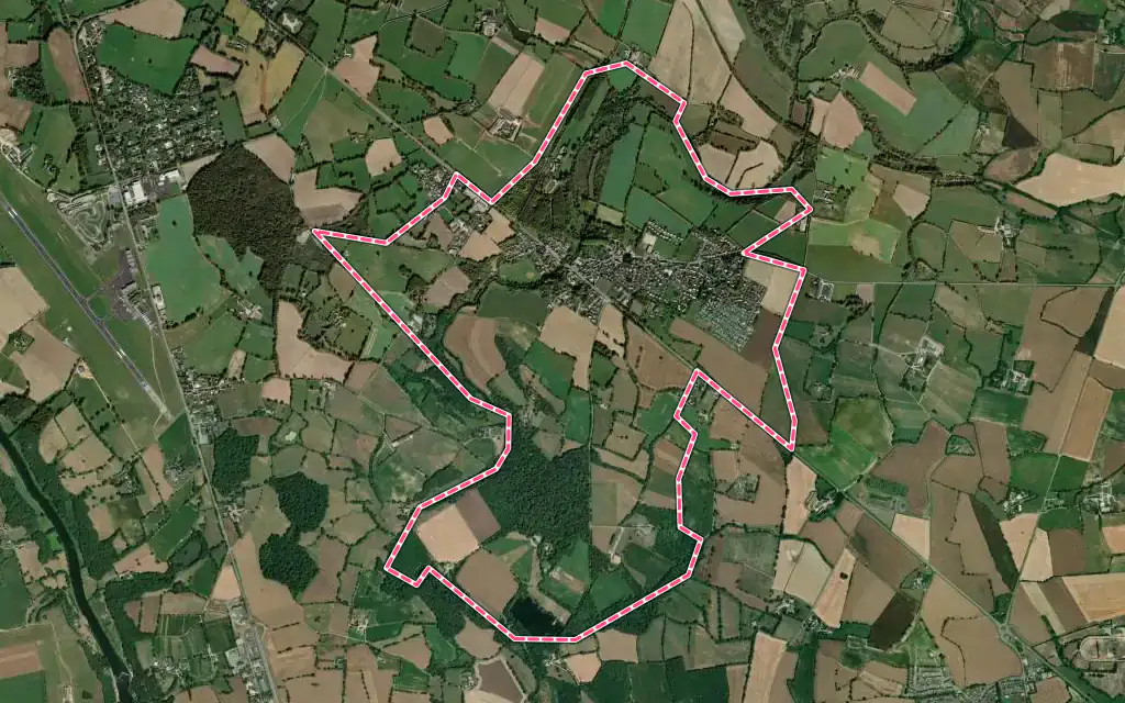 Vue satellite de Forcé avec ses contours administratifs