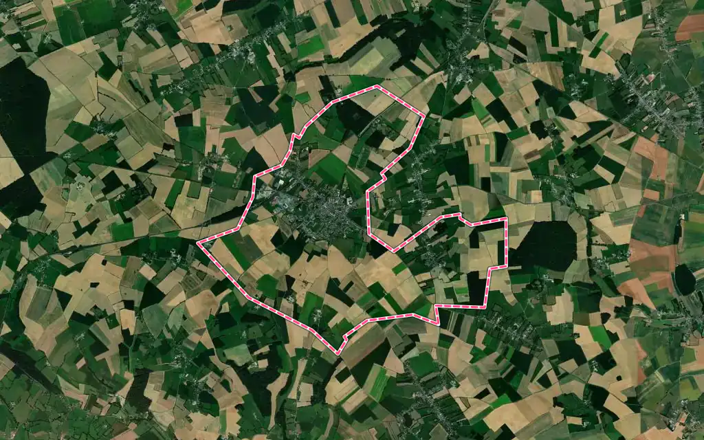 Vue satellite de Formerie avec ses contours administratifs