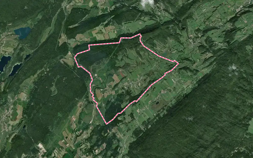 Vue satellite de Fort-du-Plasne avec ses contours administratifs