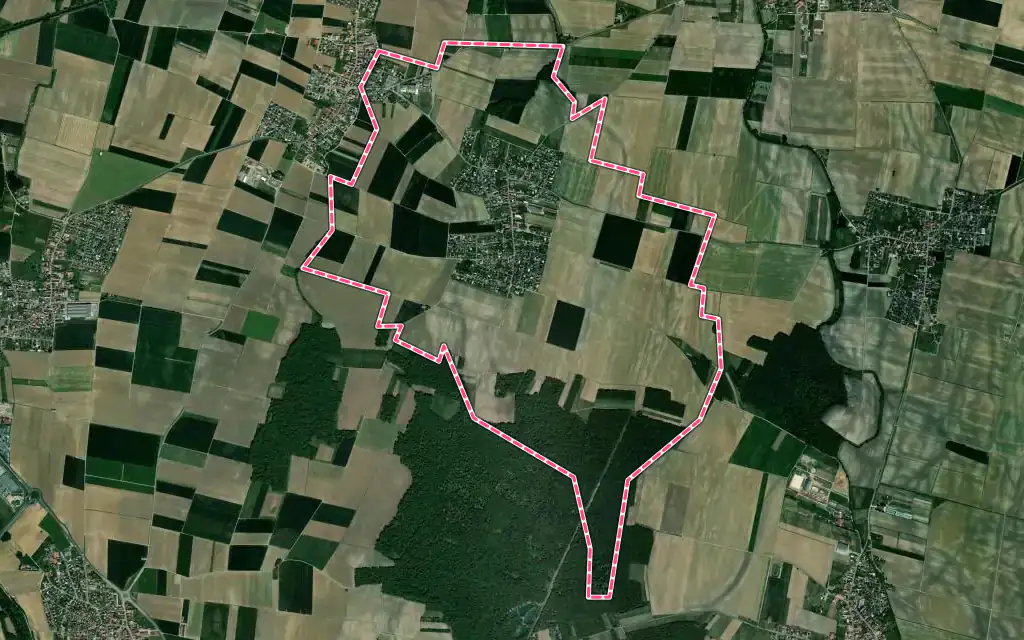 Vue satellite de Fortschwihr avec ses contours administratifs