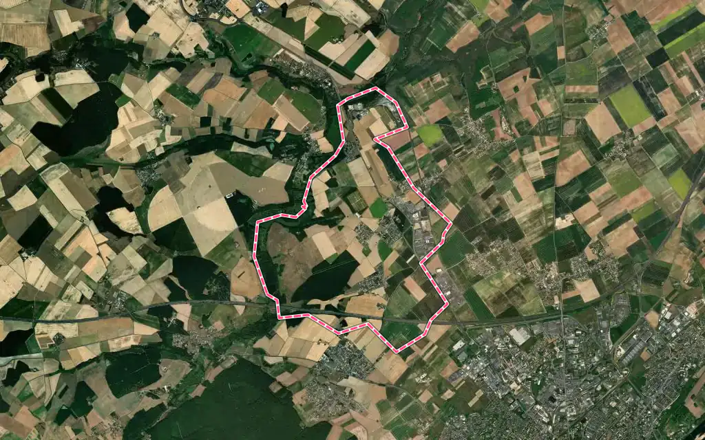 Vue satellite de Fossé avec ses contours administratifs
