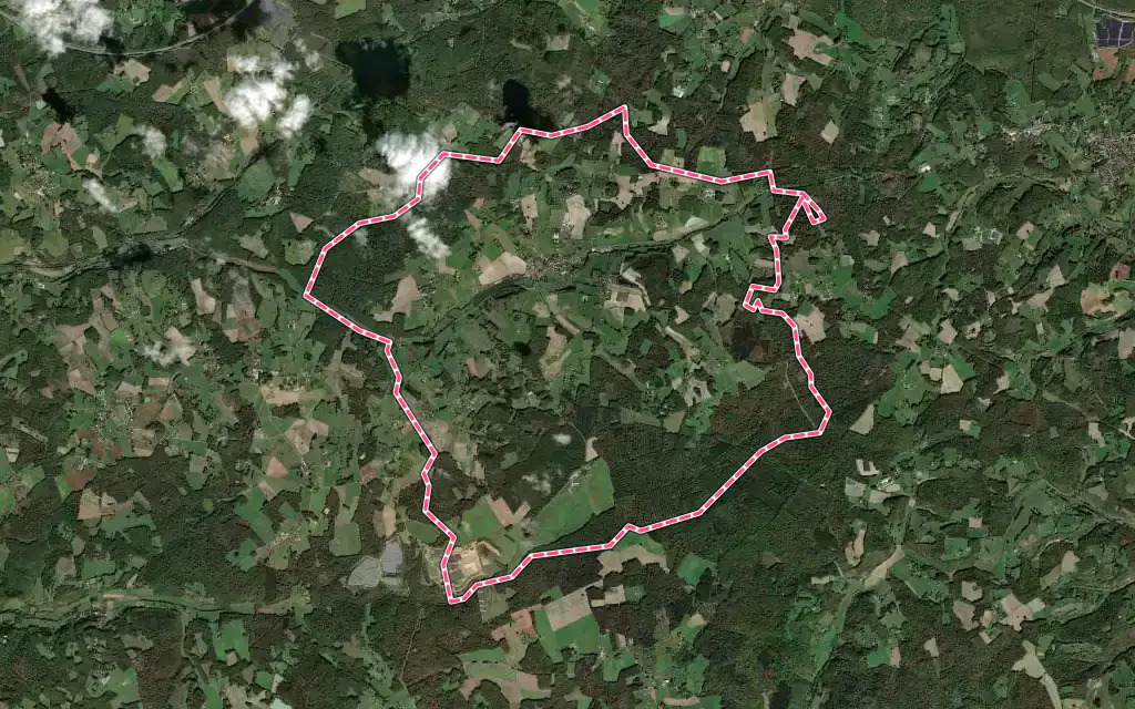 Vue satellite de Fossemagne avec ses contours administratifs