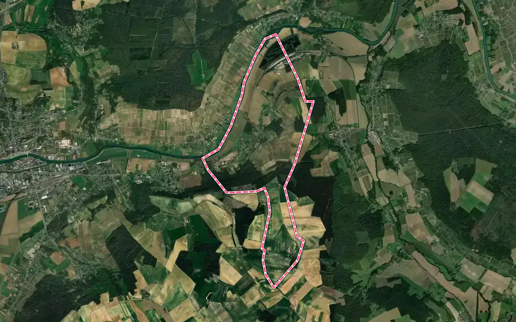 Vue satellite de Fossoy avec ses contours administratifs