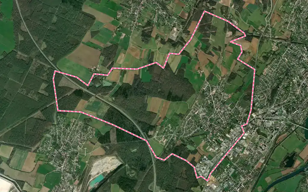 Vue satellite de Foucherans avec ses contours administratifs