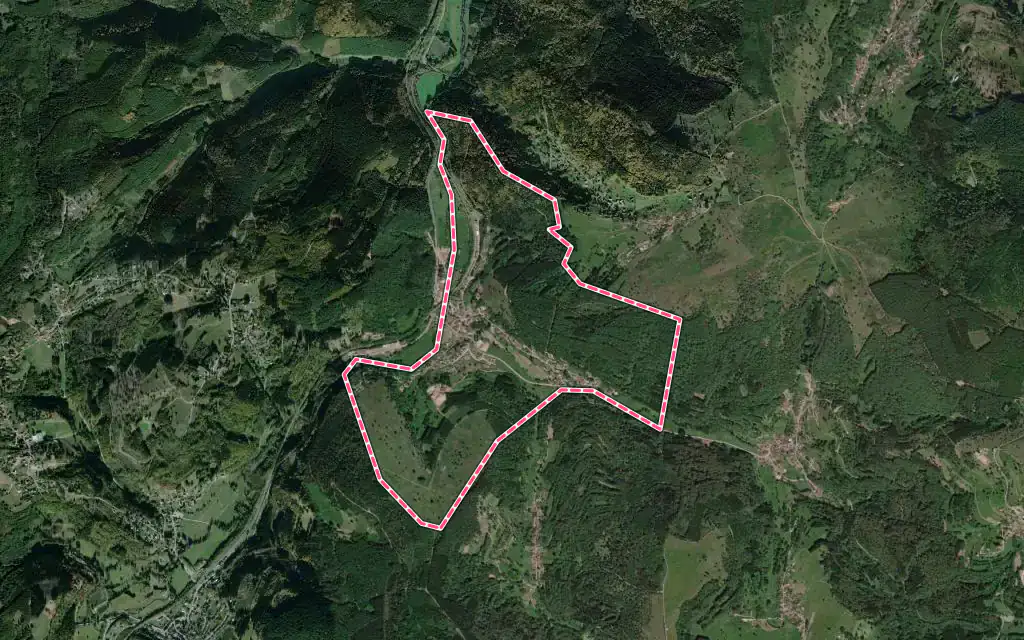 Vue satellite de Fouday avec ses contours administratifs