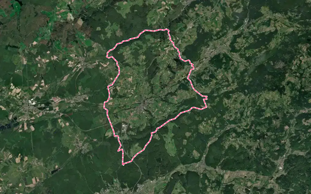 Vue satellite de Fougerolles-Saint-Valbert avec ses contours administratifs