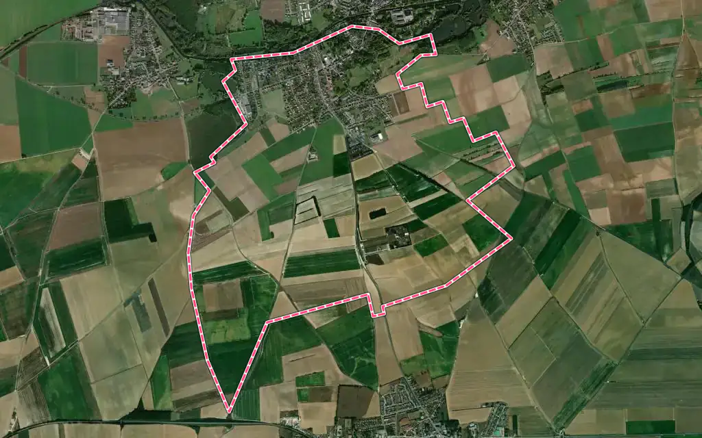 Vue satellite de Fouilloy avec ses contours administratifs