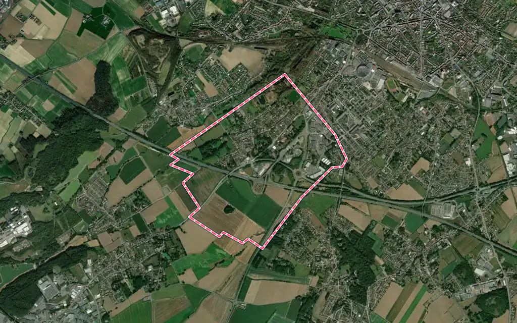 Vue satellite de Fouquières-lès-Béthune avec ses contours administratifs