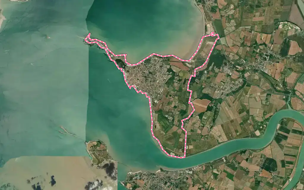 Vue satellite de Fouras avec ses contours administratifs
